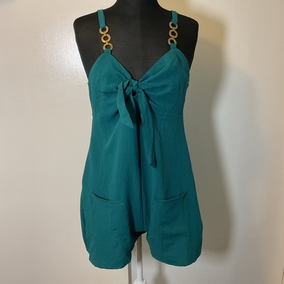 18. Chicme Teal Blue Sleeveless Jumpsuit with Sweetheart Neckline Size Large - Picture 2 of 6